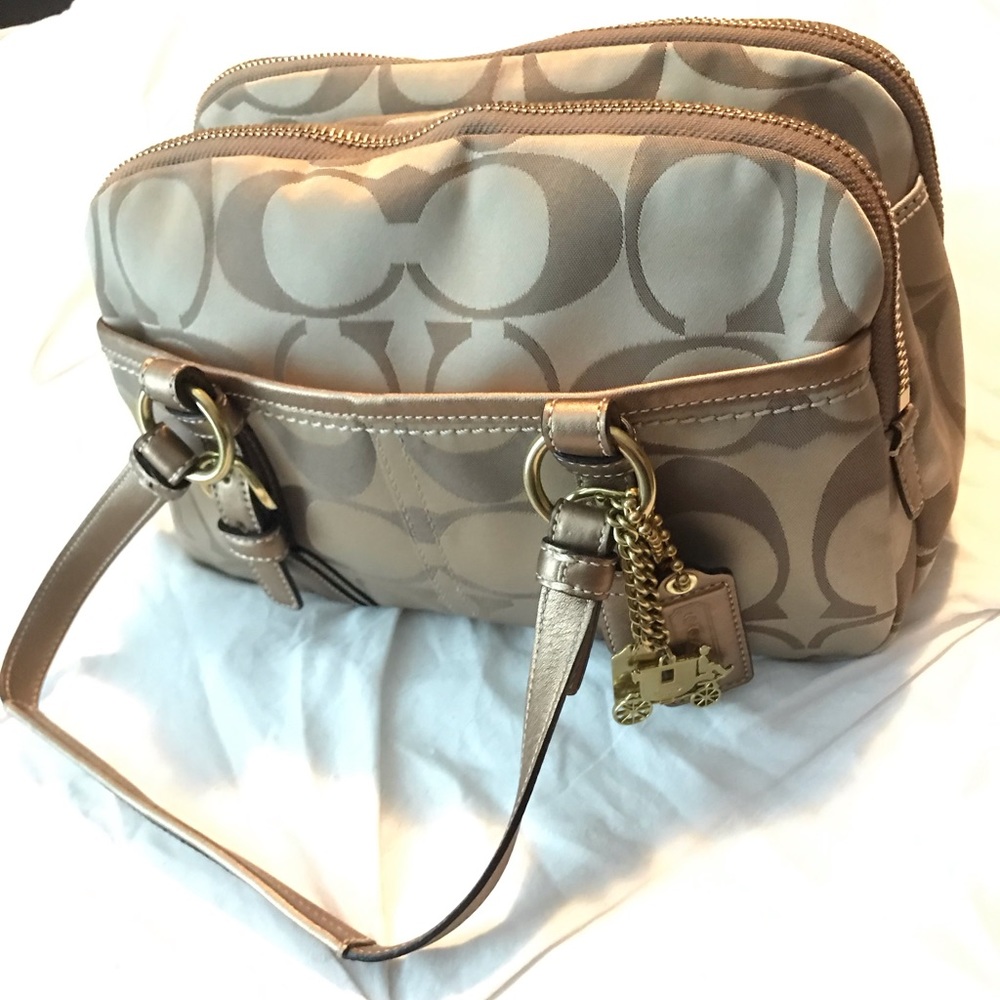Coach Purse with Gold Accents
